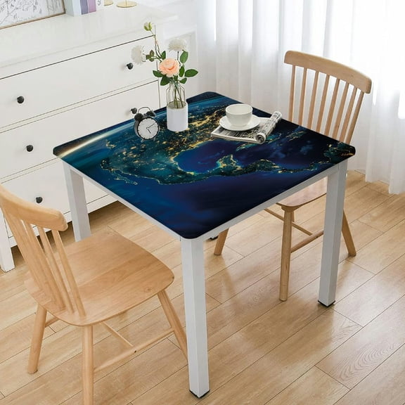 BANET Tablecloth, Countries Central America Earth at Night Nicaragua Pacific Ocean, Dining Room Kitchen Rectangular Table Cover White