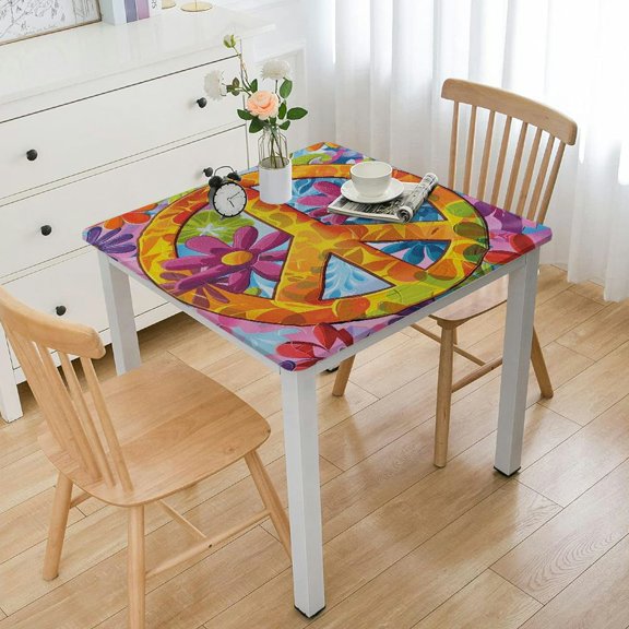 BANET Tablecloth, Daisy Flower Shape Pacifism Summer , Rectangular Table Cover for Dining Room Kitchen Decor White