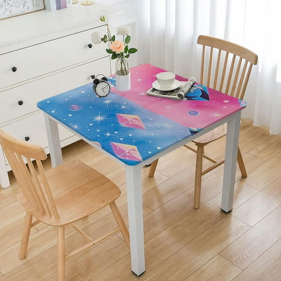 BANET Tablecloth Decorations, Table Cover Square Rectangular Square Pink and Blue Tablecloth for Party Supplies white