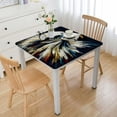 thumbnail image 1 of BANET Tablecloth, Elasticized Polyester Table Cover,Black Feathers on Abstract Backdrop Print Fitted Table Cloth, for Indoor &amp; Outdoor, 1 of 7