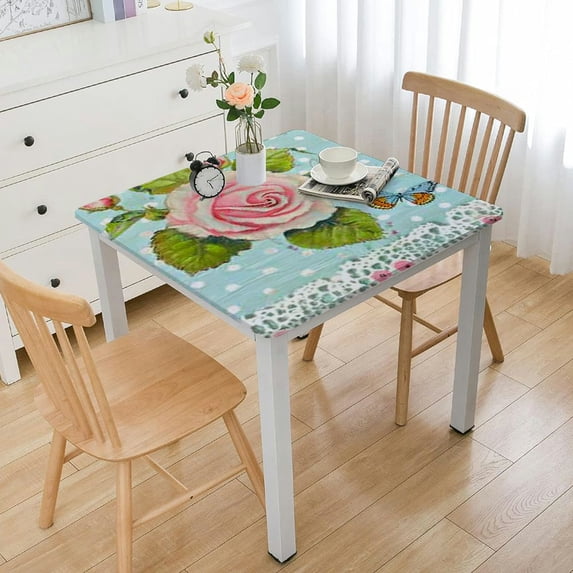 BANET Tablecloth Floral Tablecloth Rectangle Table Cover with Flower Design Spring Table Cover for Wedding Decorations white