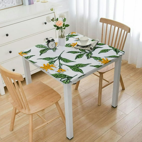 BANET  Tablecloth, Handblock Print Floral Table Cloth for Kitchen Dining Linen I Parties, Weddings, Outdoors, Spring Summer Decor white