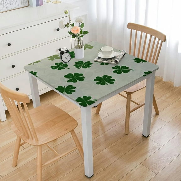 BANET Tablecloth Irish Clover Polyester Table Cover Decor for Square Table,Home,Dining,Outdoor,Party,Oil Proof,Seasonal Spring Holiday Decoration white