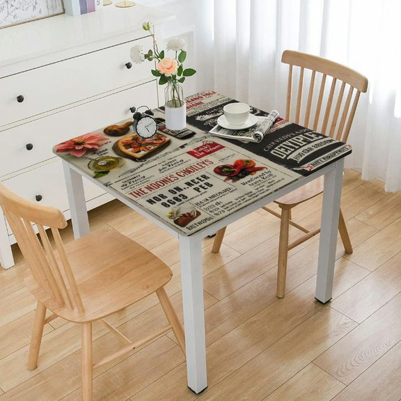 BANET Tablecloth, Magazine Design Layout Different Topics Title, Dining Room Kitchen Rectangular Table Cover White