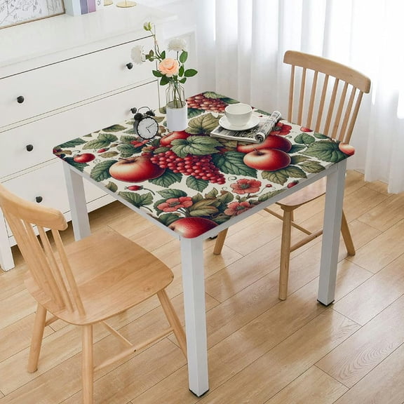 BANET Tablecloth Oil-Proof Stain-Resistant Wipeable Table Cloth Indoor/Outdoor . and Dining Table Cover (Fruit, Square) White