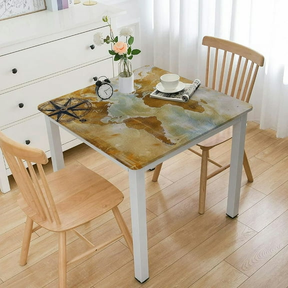 BANET Tablecloth, Old-Fashioned World Map Design with in Retro Distressed Colors Continents, Dining Room Kitchen Rectangular Table Cover White