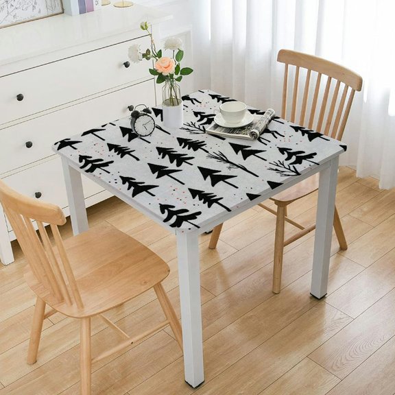 BANET Tablecloth, Pine Trees , Rectangular Table Cover for Dining Room Kitchen Decor White