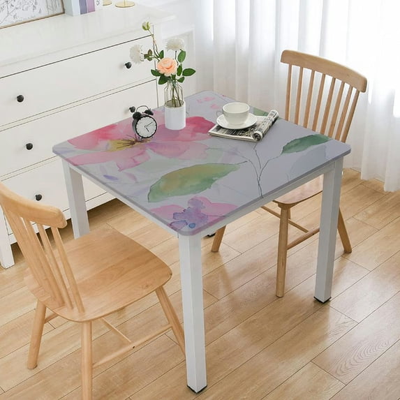 BANET Tablecloth ,Pink Daisy Floral Table Cloth, Stain Resistant Polyester Table Cover for Dinning white