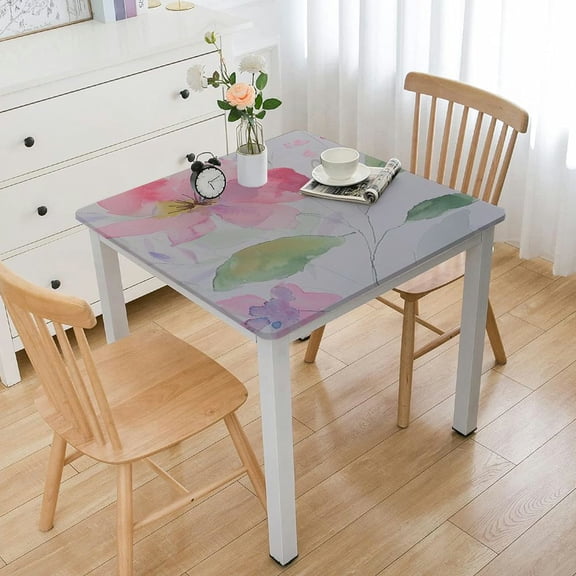 BANET Tablecloth ,Pink Daisy Floral Table Cloth, Stain Resistant Polyester Table Cover for Dinning white