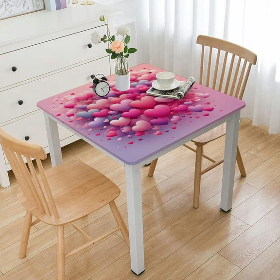 BANET Tablecloth, Pink Love Heart Table Cloth, Tablecloths, Waterproof Tablecloth Rectangle for Wedding Dinner Party Decoration White