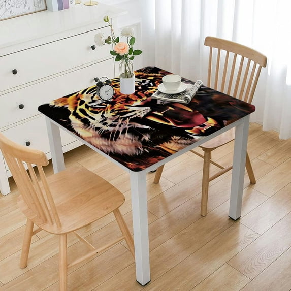 BANET Tablecloth, Power Furry Large Animal Print, Rectangular Table Cover for Dining Room Kitchen Decor White