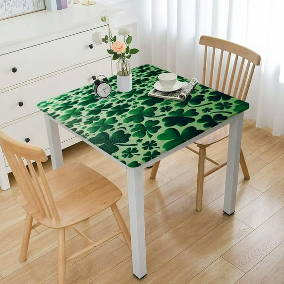 BANET Tablecloth Rectangle Green Shamrocks Table Cloth Indoor Outdoor Table Cover for Birthday/Party Waterproof Tablecloths for Kitchen/Picnic/Dining Home Decoration White