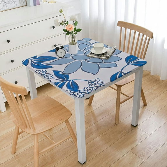 BANET Tablecloth Rectangle, Spring Summer Dahlia Pinnata Waterproof Table Cloth, Floral Table Cover for Party Picnic Dinner Decor white