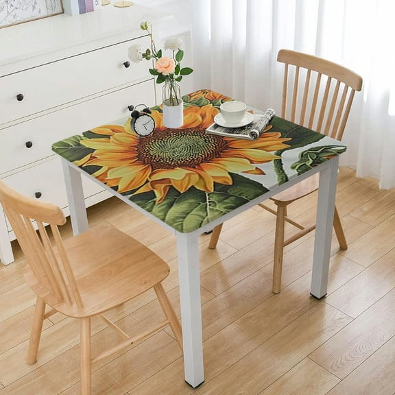 BANET Tablecloth for Rectangle Table,Reusable Summer Table Cloths,Spillproof Indoor/Outdoor Table Cover,Table Linen,Yellow and White Decoration for Home,Kitchen,Picnic white