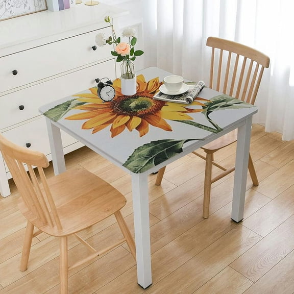 BANET Tablecloth for Rectangle Table,Reusable Summer Table Cloths,Spillproof Indoor/Outdoor Table Cover,Table Linen,Yellow and White Decoration for Home,Kitchen,Picnic white