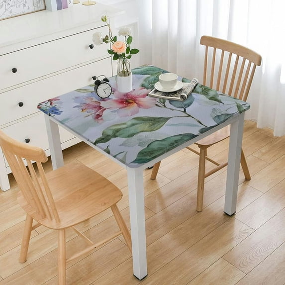 BANET Tablecloth Rectangle ,Wrinkle Free Flower Table Cloth, Washable Colorful Summer Chic Fabric Table Cloth for Picnic Patio Outdoor white