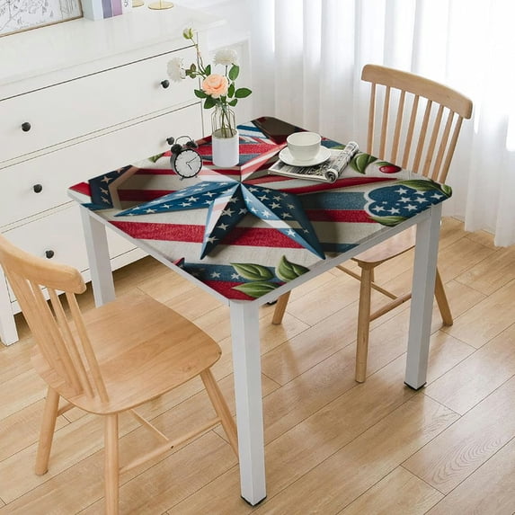 BANET Tablecloth, Rustic Hearts Eucalyptus Flag Table Cover for Party Picnic Dinner Decor White