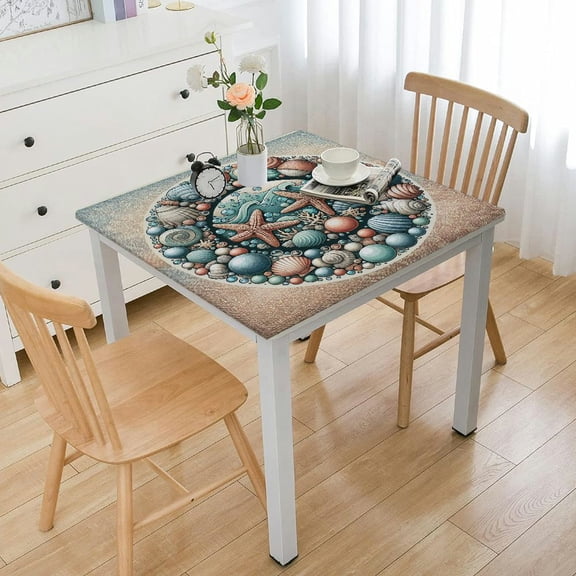 BANET Tablecloth, Shell Coastal Wreath Sea Theme Waterproof Table Cloth Cover for Home Kitchen Dining Patio Picnic Party Decor