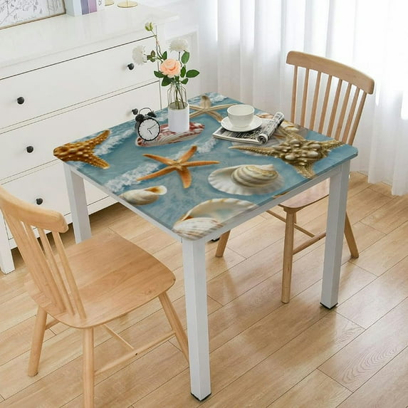 BANET Tablecloth Square Fitted, Table Cover Waterproof Reusable Table Cloth with Elastic Edge for Kitchen Dining Party