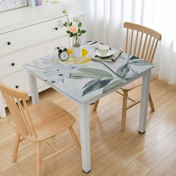 BANET Tablecloth Square, Flower Decoration Table Cloth for Spring Summer, Waterproof Fabric Wrinkle Free Table Cover for Kitchen, Dining Room, Party, Picnic, Camping, Yellow white