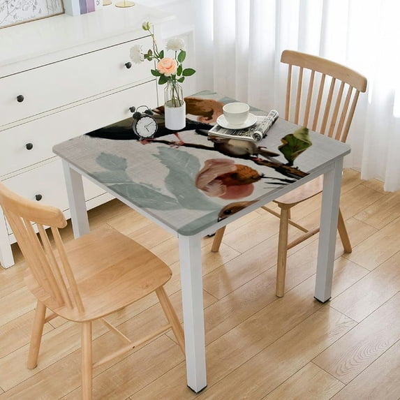 BANET Tablecloth Square Oilcloth Wipeable Spill Proof Waterproof Small Square Card Table Tablecloth for Picnic Outdoor Tables white