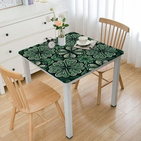 BANET Tablecloth, St Patrick Day Washable Dust-Proof Polyester Table Cover for Kitchen Dinning Tabletop Decoration White