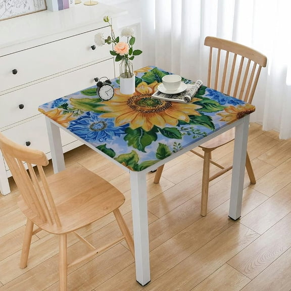 BANET Tablecloth, Table Cloth for Rectangle Tables, Waterproof Resistant Flower Table Cover Kitchen Dining Room white