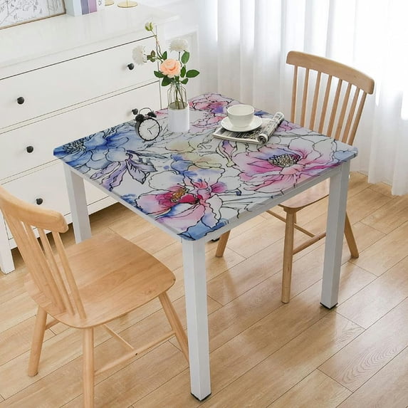 BANET Tablecloth Table Cover Decorative Washable Rectangle Tablecloths, Kitchen, Dining, Buffet Parties & Camping, Floral Love - Spring/Summer white