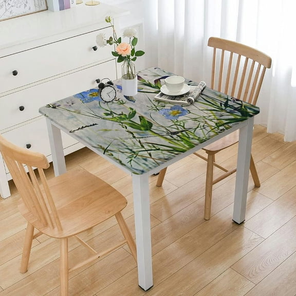 BANET  Tablecloth Washable Rectangle Table Cover Decorative Tablecloths, Dining, Buffet Parties &amp; Camping, Fleurs De Mai - Spring/Summer white
