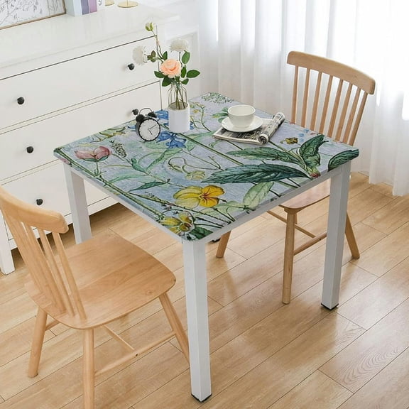 BANET  Tablecloth  Washable Rectangle Table Cover Decorative Tablecloths, Dining, Buffet Parties &amp; Camping, Fleurs De Mai - Spring/Summer white