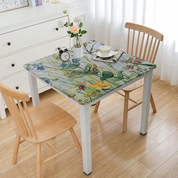 BANET  Tablecloth Washable Rectangle Table Cover Decorative Tablecloths, Dining, Buffet Parties &amp; Camping, Fleurs De Mai - Spring/Summer white