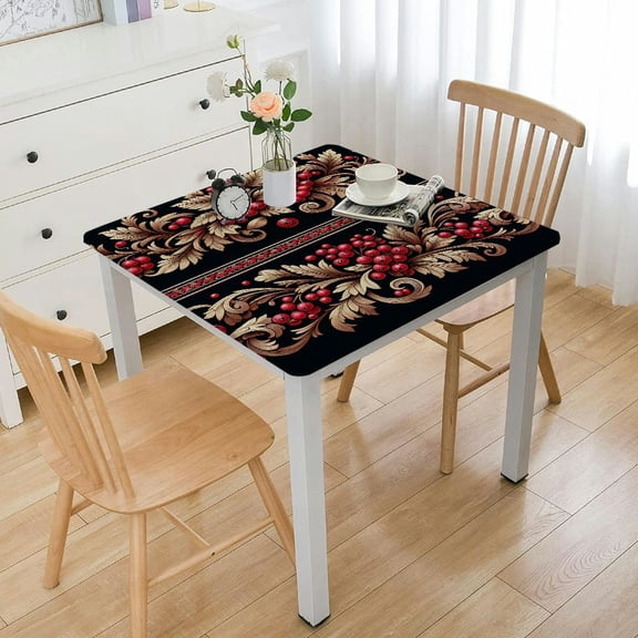 BANET Tablecloth Waterproof for Square/Rectangle Table Cloth  Washable Polyester Tablecovers, Red Fruit Berry Table Cover for Baby Shower Baptism Buffet Party White