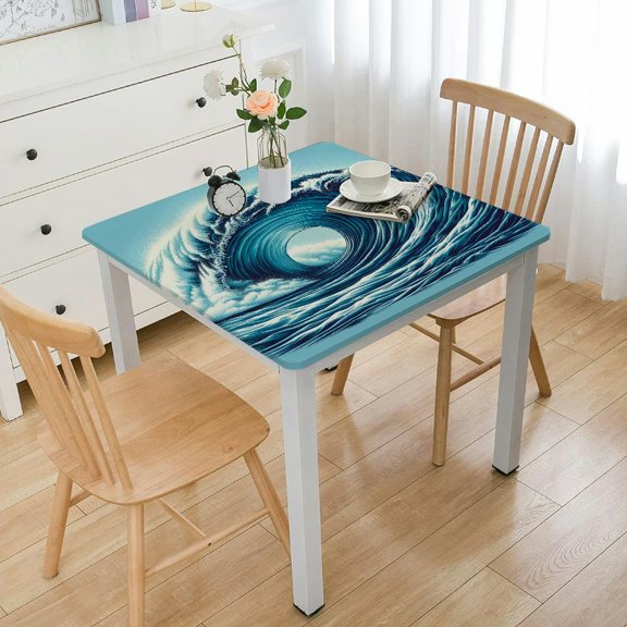 BANET Tablecloth, Wavy Adventurous Extreme Water Sports Summer Holiday Destination Print, Rectangular Table Cover for Dining Room Kitchen Decor