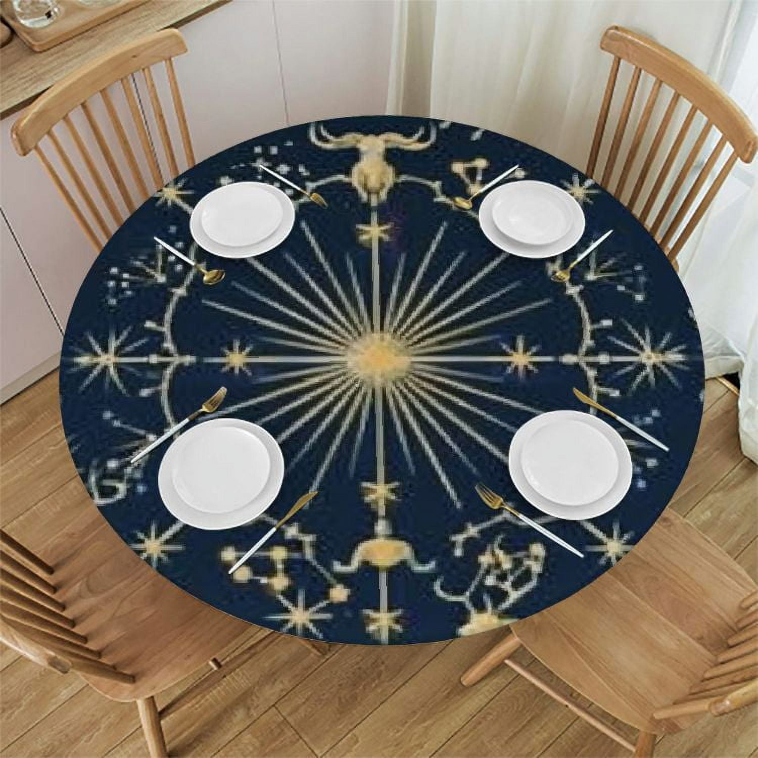 Tablecloth, Zodiac Mystic Circle Washable DustProof Polyester