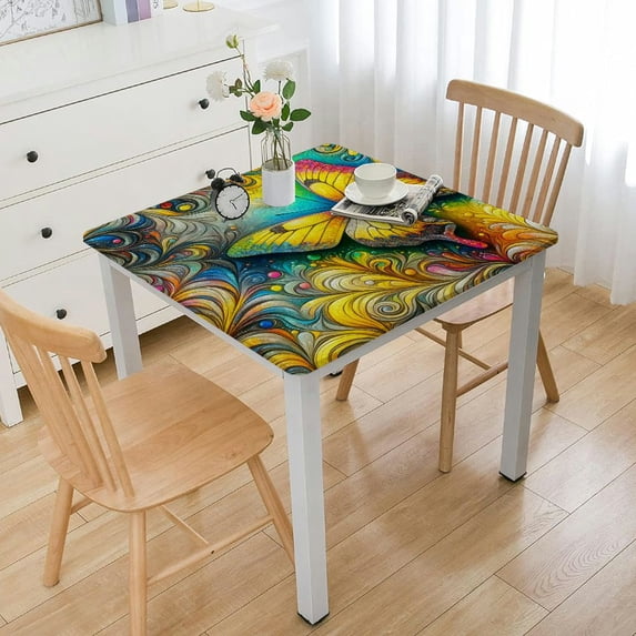 BANET Tablecloth for Rectangle Table Yellow Flower Table Covers Table Cloth for Home Dining Kitchen Outdoor Picnic Decor White