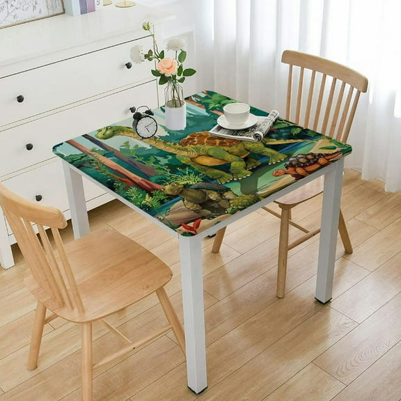 BANET Tablecloth, in an Jurassic Dino Cartoon Art Craft Print, Rectangular Table Cover for Dining Room Kitchen Decor,Multicolor White