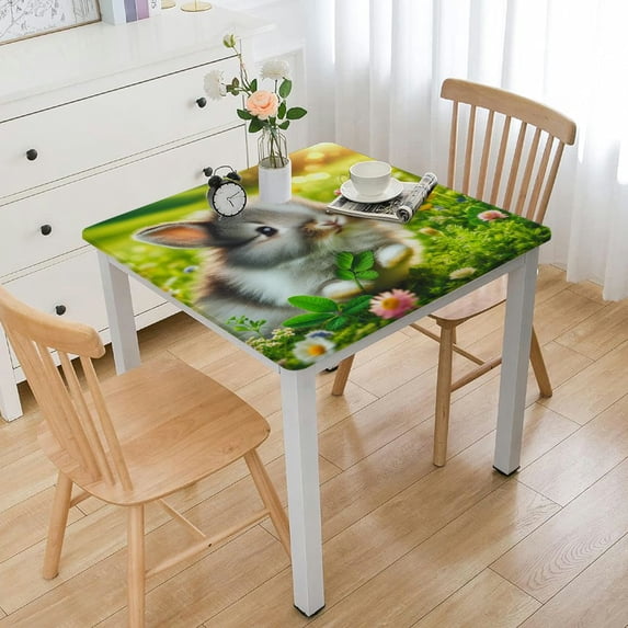 BANET Tablecloth, in with Happy Lady Bugs and , Rectangular Table Cover for Dining Room Kitchen Decor, Multicolor White