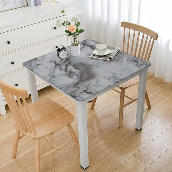 BANET Tablecloth with Flannel Backing Oil-Proof Table Cloth Stain-Resistant Wipeable or Square Table Cover white