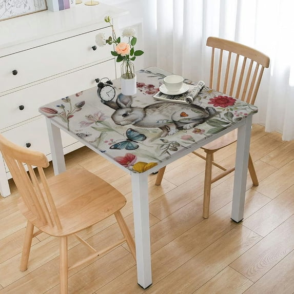 BANET Tablecloths Decorative Rectangle Tablecloth Washable Table Cover, Holiday Dinner, Wedding, Baby Shower & Dining, Printemps - Spring/Summer white