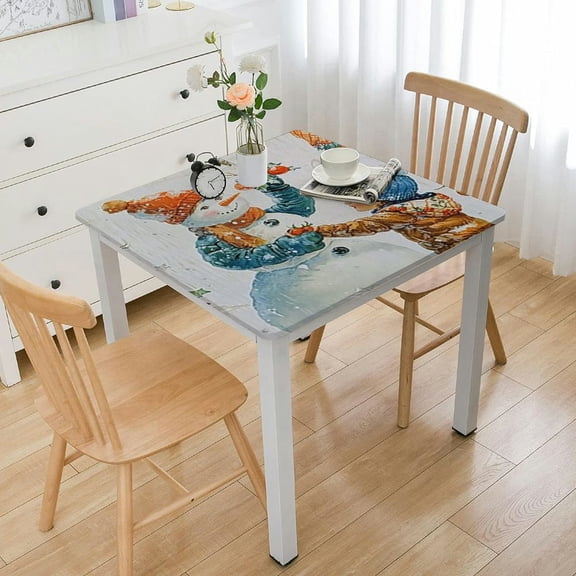BANET Tablecloths Decorative Square Tablecloth Washable Table Cover, Holiday Dinner, Wedding, Baby Shower & Dining, Chromo -Thanksgiving/Christmas white