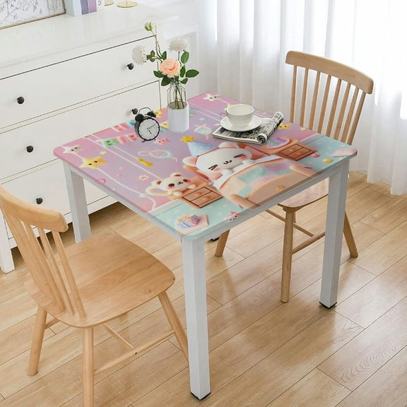 BANET Tablecloths Kawaii Cartoon Theme Table Cover Rectangle Table Cover for Girls and Boys Party Decorations White