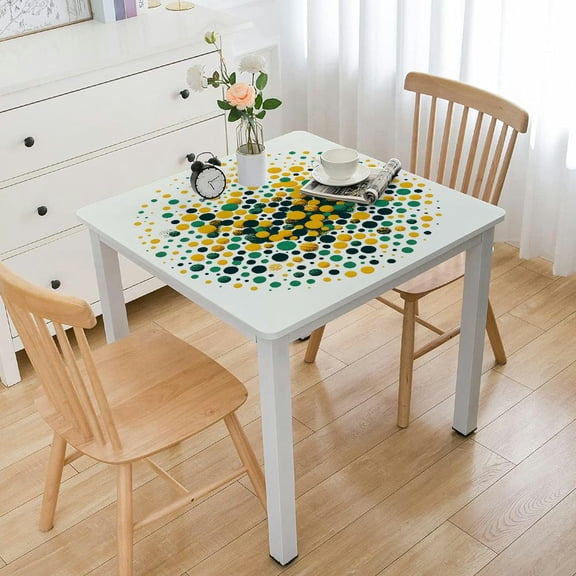 BANET Tablecloths Rectangular Tablecloths Golden Dots Tablecloths for Rectangle Tables Dining Table Covers Cloth for Outdoor Parties Picnic White