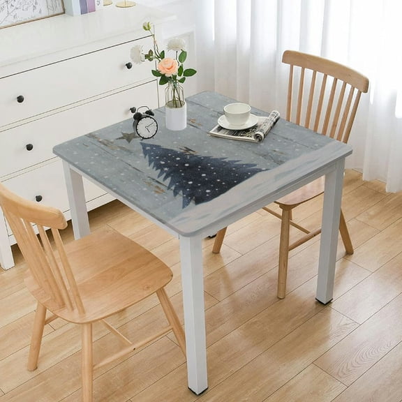 BANET Tablecloths for Square Table Cover, Cotton Linen Fabric Table Cloth for Dining Room Kitchen, Grey Tree Winter White