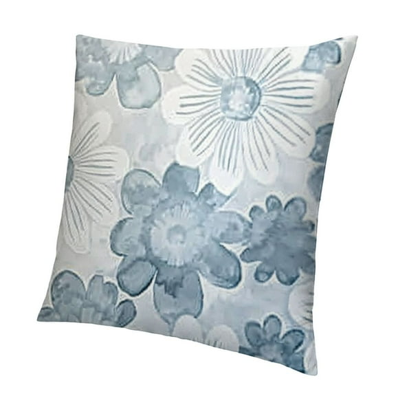 BANET  Throw Pillow Cases Cozy Fleece Two-Tone Blooming Flowers Decorative Cushion Covers for Couch Bed Sofa Farmhouse Decoration Smoke Blue Grey 12x12in