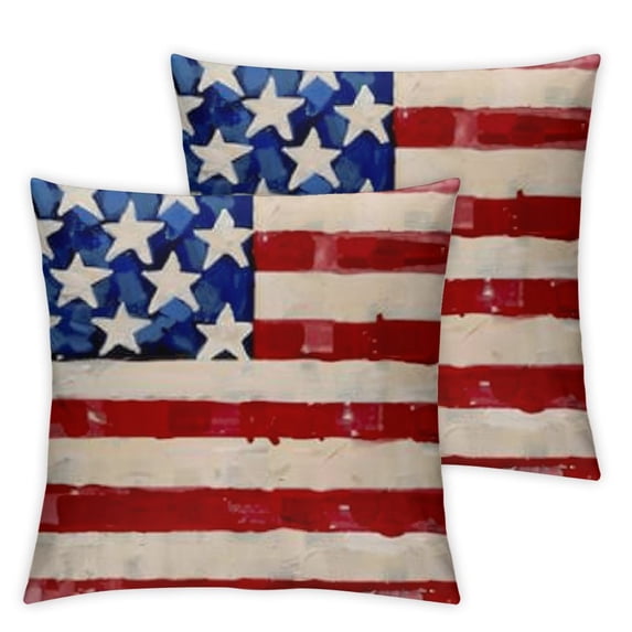 BANET Throw Pillow Cases Set of 2 U.S. Flag Home Decor for Sofa Couch 20x20in