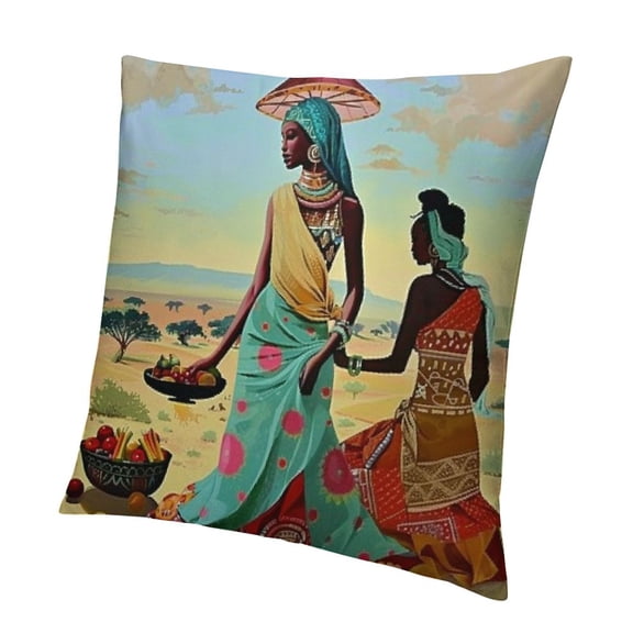 BANET Throw Pillow Cover African Women in Mountain Landscape Africa Pattern Pillowcase Home Decorative Square Pillow Case Cushion Cover 20x20in