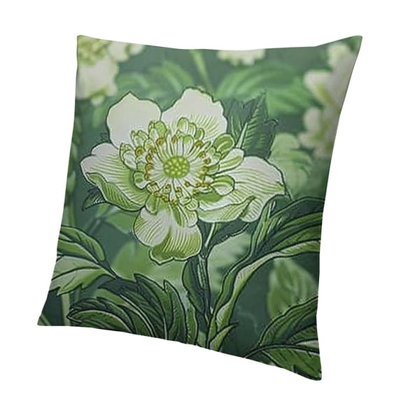 BANET Throw Pillow Cover Gray Purple Green Cushion Case Asian Inspired Flower Eurosham Accent Toss Pillowcase Rustic Decor for Sofa Living Room Bedroom 24x24in