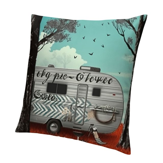 Throw Pillow Cover Morden Trailer with on Grey White Stripes