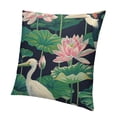 thumbnail image 1 of BANET Throw Pillow Cover Pink and Lotus Flowers Leaves Pillowcase Home Decorative Square Pillow Case 12x12in, 1 of 5