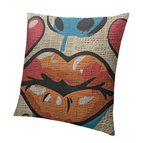 BANET Throw Pillow Cover Sending Heart Comic Style Decorative Square Pillow Case for Home Bedroom Living Room 18x18in